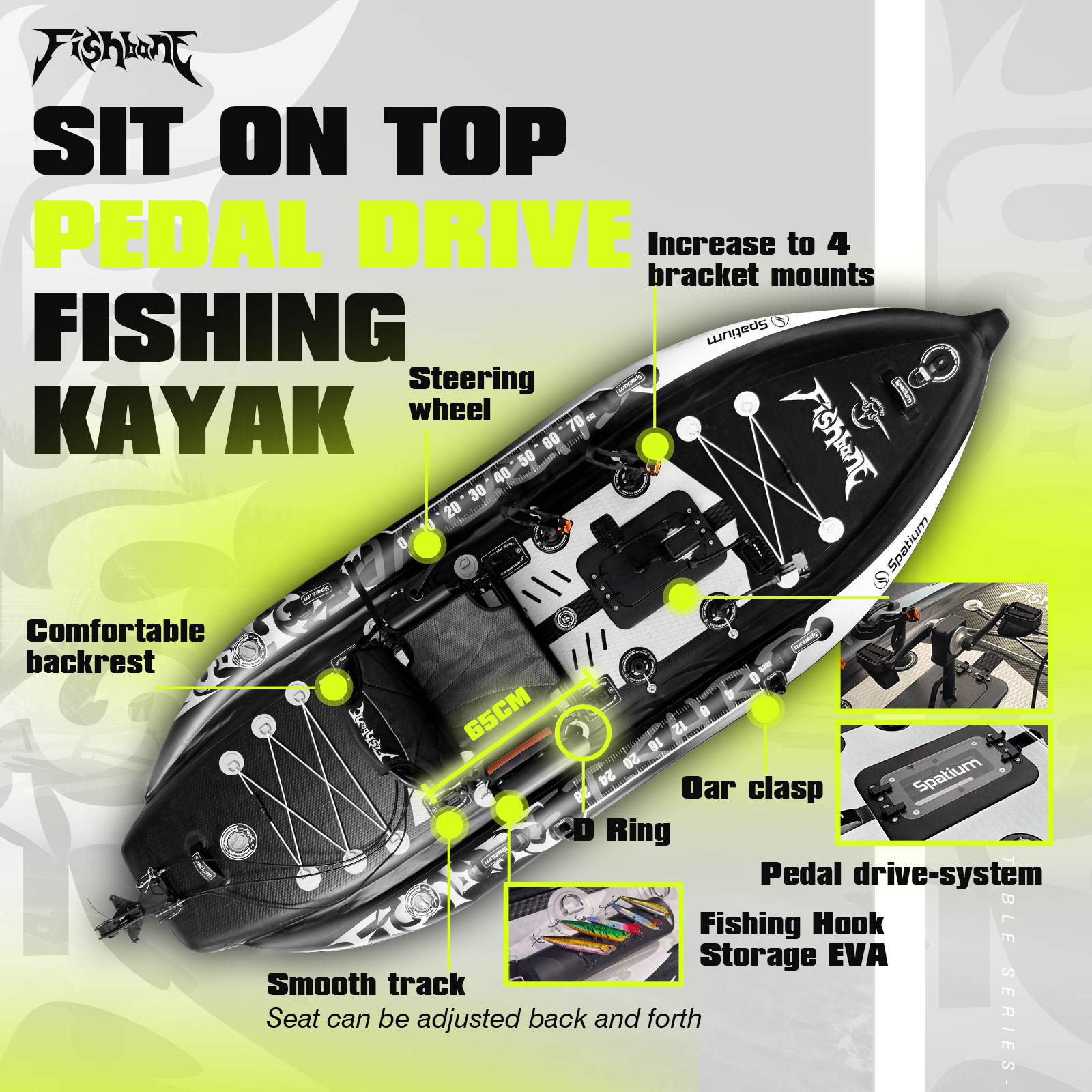 Spatium Fishing Kayak Boat Ped - Fishing Kayak Pedal Drive ulasan dan harga