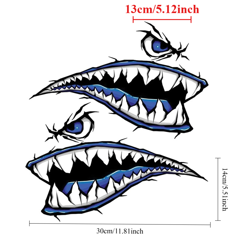 2PCS Shark Teeth Mouth Boat St - Fishing Kayak Sit On Top ulasan dan harga
